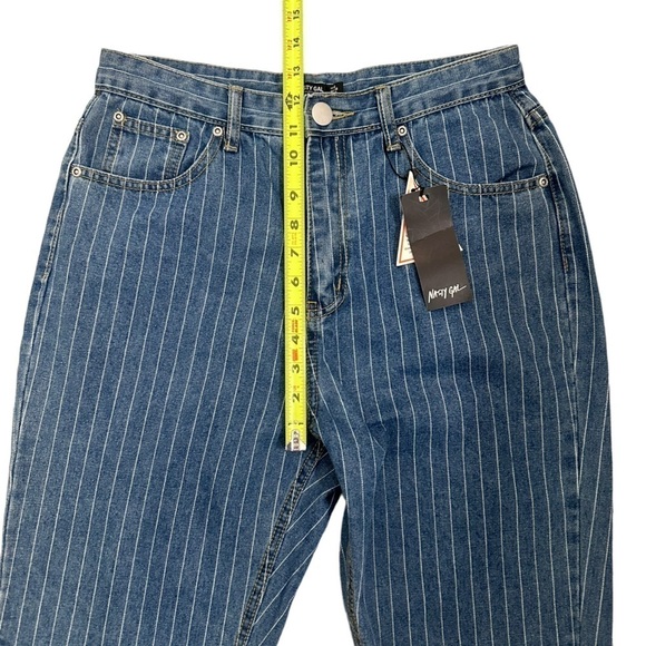 Nasty Gal High Waisted Denim Striped Mom Jeans Size 6 - Picture 11 of 16